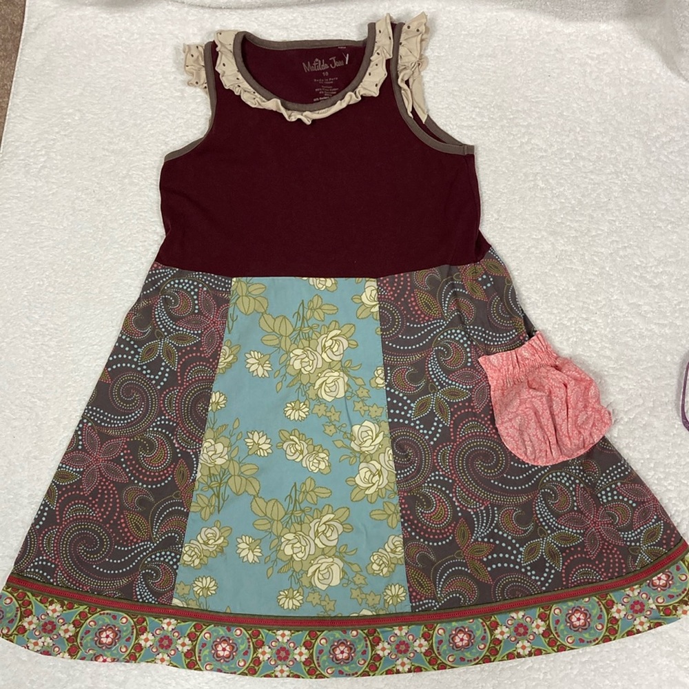 Matilda Jane Gypsy Blue Maya Dress Maroon Tank Dress size 10